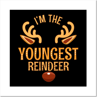 YOUNGEST Reindeer Matching Family Christmas Posters and Art